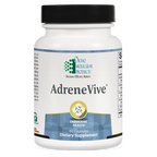 Supplement bottle labeled 'AdreneVive' by Ortho Molecular Products on a white background