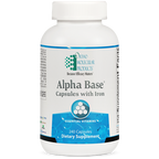 Supplement bottle labeled 'Alpha Base' with Ortho Molecular Products on a white background