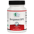 Supplement bottle labeled 'Bergamot BPF' by Ortho Molecular Products on a white background