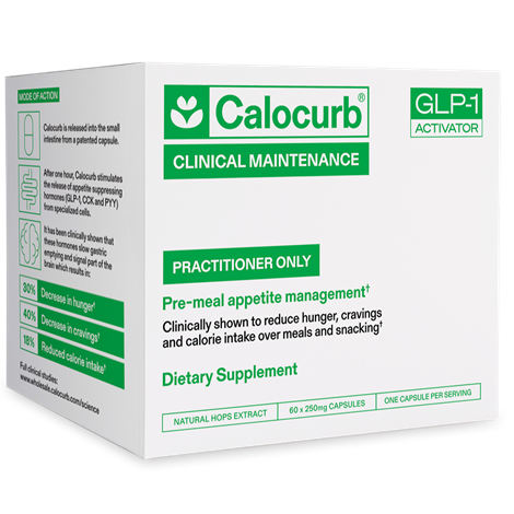 Box of Calocurb dietary supplement with green and white design